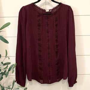 Gap Wine Eyelet detailed Blouse